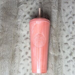 Starbucks Coral Tumbler with Lid and Straw